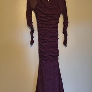 Elegant Purple Ruched Women's Dress